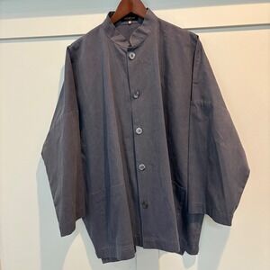 Eskandar Jacket Womens Size 1 Gray Blue Vintage Dyed Cotton Oversized Poland